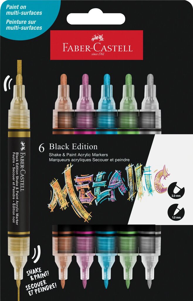 SET 6 MARKERE ACRILICE SHAKE&PAINT CULORI METALIZATE FABER-CASTELL SET 6 MARKERE ACRILICE SHAKE&PAINT CULORI METALIZATE FABER-CASTELL